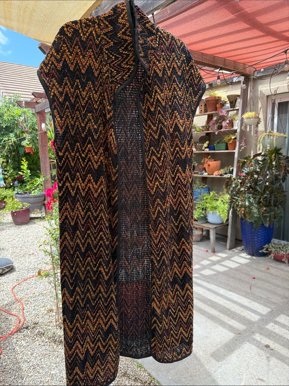 Women’s Black & Gold Chevron Knit Vest